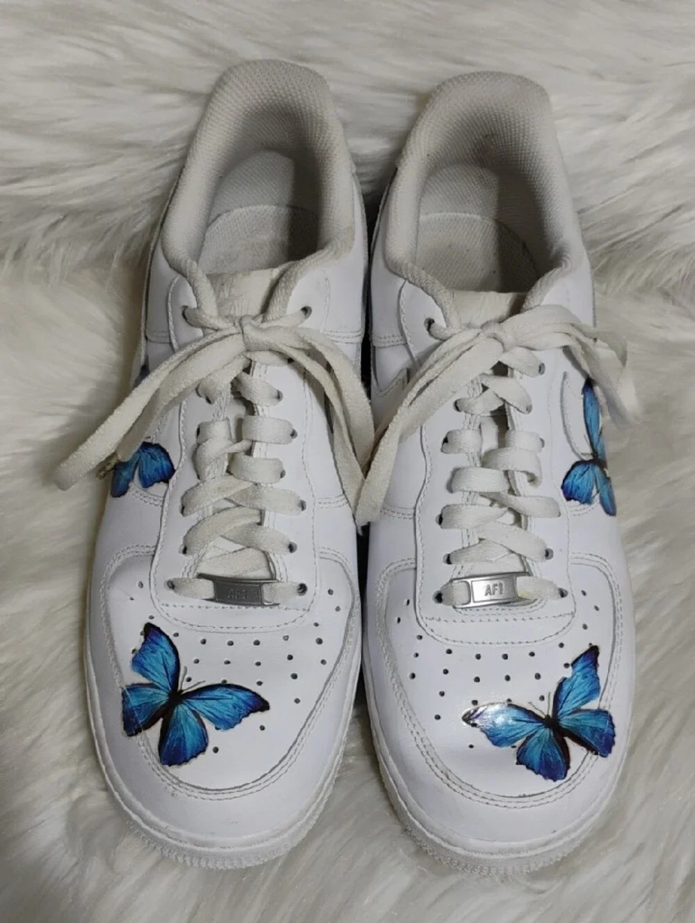 (C-64) Nike Air Force 1 Blue Butterfly Custom Design Sneakers - Picture 2 of 13